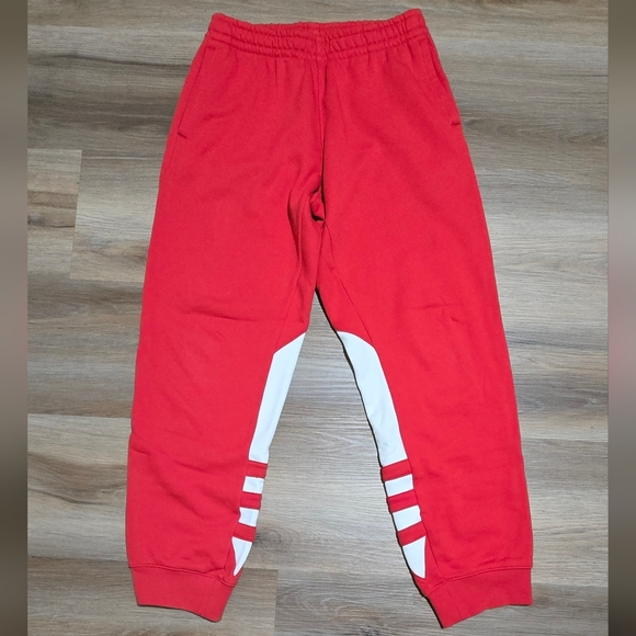 Adidas Big Trefoil Red White Jogger Sweatpants Size M - Picture 3 of 13